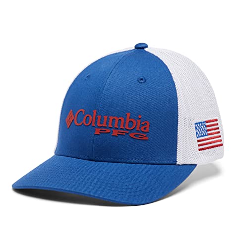 Columbia PFG Mesh-Baseballkappe, Blau (Mountain Blue)/US-Flagge, Größe L/XL von Columbia