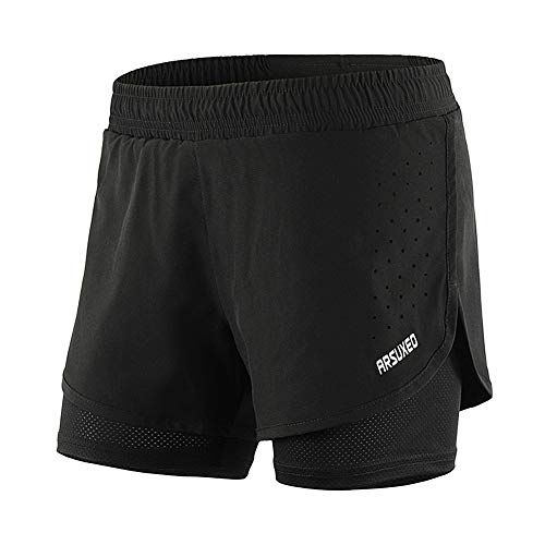 Comcrib 2 in 1 Damen Laufshorts Sporthosen Schnell Trocknend Atmungsaktiv Fitness Outdoor Tranings Hosen von Comcrib