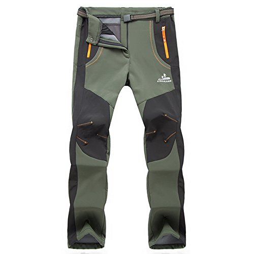 Comcrib Damen 3000mm Softshellhose Gefüttert Wanderhose wasserdicht Berghose Winddicht Trekkinghose atmungsaktiv Outdoorhosewarm Winter Hose Abriebfest Funktionshose mit knieschützer von Comcrib