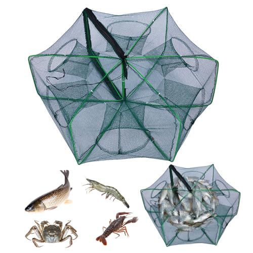 Comebachome Fischfalle, 28,4x11inch Faltbare Nylon -Langusterfalle mit 6 Fischeinlässen, Fischereiköderfalle, Minnow -Falle, Fischfallen zum Fischen Comebachome Fischfalle, 28,4x11inch Faltbare Nylon -Langusterfalle mit 6 Fischeinlässen, Fischereiköderfalle, Minnow -Falle, Fischfallen zum Fischen von Comebachome