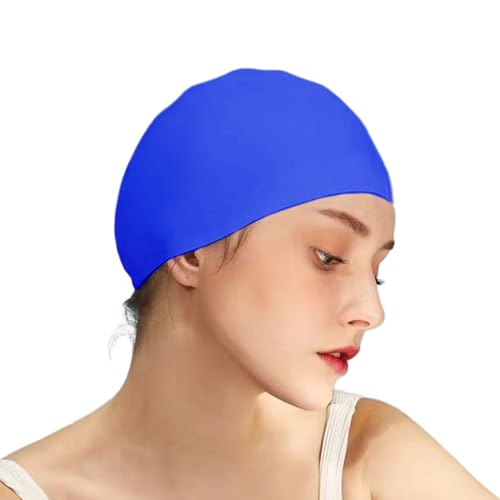 Schwimmkappe, große Silikonschwimmmütze Hörschutz Schwimmkappe für Lange Haare schwarz Erwachsene Silikonduschkappe Blau von Comebachome