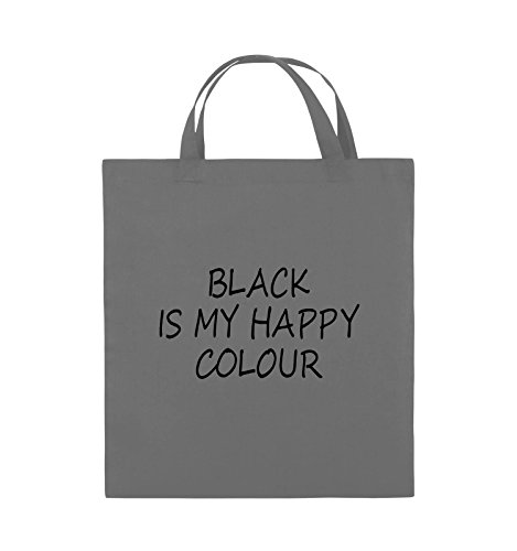 Comedy Bags - Black is My Happy Colour - Jutebeutel - Kurze Henkel - 38x42cm - Farbe: Dunkelgrau/Schwarz von Comedy Bags