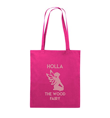 Comedy Bags - Holla The Wood Fairy - Jutebeutel - Lange Henkel - 38x42cm - Farbe: Pink/Rosa von Comedy Bags