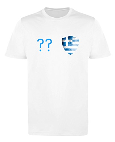 Comedy Shirts - Griechenland Trikot - Wappen: Klein - Wunsch - Damen Trikot - Weiss/Blau Gr. XL von Comedy Shirts