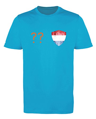 Comedy Shirts - Niederlande Trikot - Wappen: Klein - Wunsch - Herren Trikot - Orange/Royalblau Gr. M von Comedy Shirts