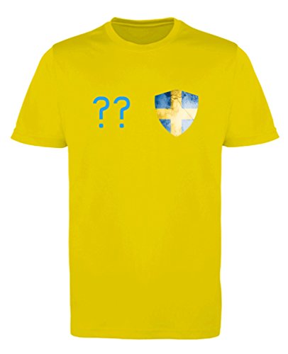 Comedy Shirts - Schweden Trikot - Wappen: Klein - Wunsch - Herren Trikot - Gelb/Blau Gr. 3XL von Comedy Shirts