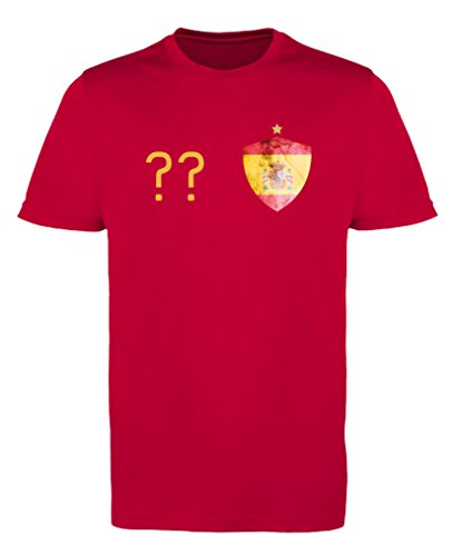 Comedy Shirts - Spanien Trikot - Wappen: Klein - Wunsch - Jungen Trikot - Rot/Gelb Gr. 98-104 von Comedy Shirts