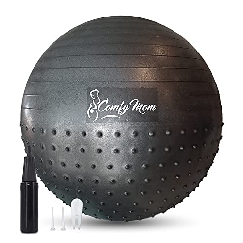 Gymnastikball – Balanceball für Pilates Yoga-Ball erleichtert die Arbeit und Lieferung mit Geburtsball erhöht Fitness Anti-Burst-Stabilitätsball, Luftpumpe im Lieferumfang enthalten (schwarz/65 cm) von Comfy Mom