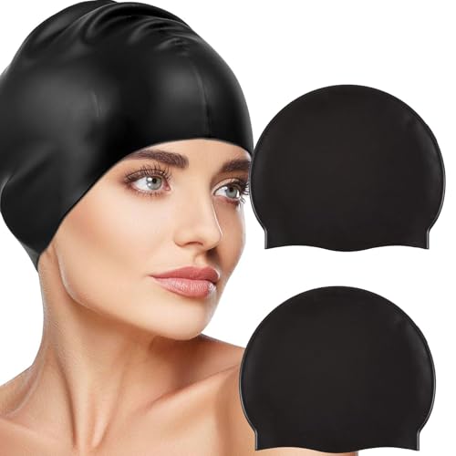 2PCSUnisex Silikon-Badekappe, Badekappe - Schwimmhaube Herren, Hochelastische Badekappe, Badekappe Damen, Weiche und Strapazierfähige Schwimmkappe, Flexible Kappe Badehut 2PCSUnisex Silikon-Badekappe, Badekappe - Schwimmhaube Herren, Hochelastische Badekappe, Badekappe Damen, Weiche und Strapazierfähige Schwimmkappe, Flexible Kappe Badehut von Comioke