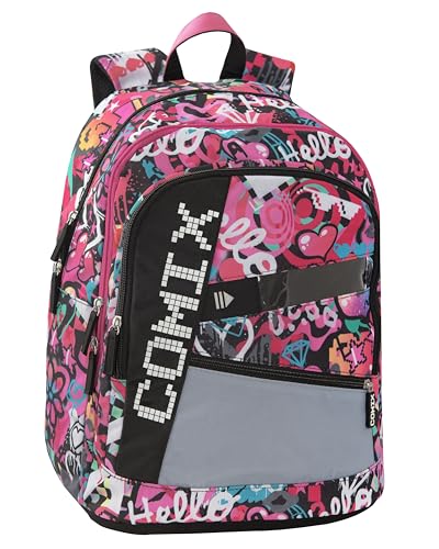 Comix BRIGHT - Schulrucksack für Kinder und Jungen, mit großen Fächern, Fronttasche, Reißverschluss und verstellbaren Schultergurten, 32 x 43 x 23 cm, 31 l, Rosa, Taglia unica, Casual Comix BRIGHT - Schulrucksack für Kinder und Jungen, mit großen Fächern, Fronttasche, Reißverschluss und verstellbaren Schultergurten, 32 x 43 x 23 cm, 31 l, Rosa, Taglia unica, Casual von Comix