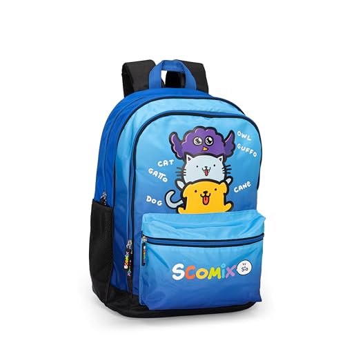 Comix SComix by Sio Schulrucksack für Kinder und Jugendliche, mit großen zentralen Fächern, Fronttasche, Seitentaschen aus Netz, Reißverschluss und verstellbaren Schultergurten, 32 x 43 x 23 cm, 31 l, Comix SComix by Sio Schulrucksack für Kinder und Jugendliche, mit großen zentralen Fächern, Fronttasche, Seitentaschen aus Netz, Reißverschluss und verstellbaren Schultergurten, 32 x 43 x 23 cm, 31 l, von Comix