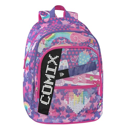 Comix Ultra Bright Schulrucksack Trolley, mit LED-Schriftfeld, große Fächer, austauschbare Räder, verstellbarer Griff, gepolsterte Schultergurte, vorgeformter Boden, 34 x 52 x H 22 cm, violett, Comix Ultra Bright Schulrucksack Trolley, mit LED-Schriftfeld, große Fächer, austauschbare Räder, verstellbarer Griff, gepolsterte Schultergurte, vorgeformter Boden, 34 x 52 x H 22 cm, violett, von Comix