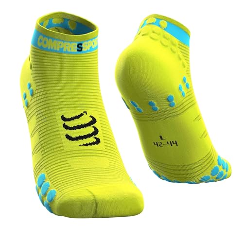 COMPRESSPORT Herren V3 Sock Low Flou Yellow Laufsocke Tief, Neongelb, T2 von COMPRESSPORT