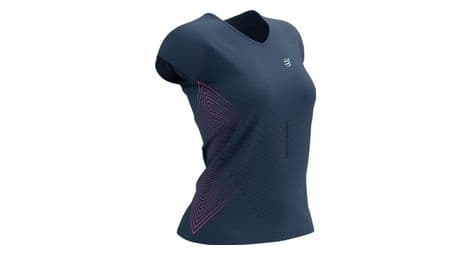 compressport performance damen kurzarmtrikot blau pink von Compressport