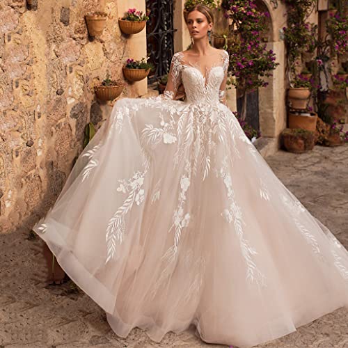 CongMing-huajia Hochzeit Hochzeitskleid langes Kleid Damen Hochzeitskleid Lange Ärmel V-Ausschnitt Spitze Hochzeitskleid weiß White 34 CongMing-huajia Hochzeit Hochzeitskleid langes Kleid Damen Hochzeitskleid Lange Ärmel V-Ausschnitt Spitze Hochzeitskleid weiß White 34 von CongMing-huajia