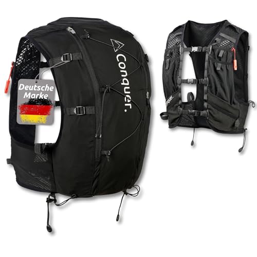 Conquer. Laufweste 15L | Damen & Herren | Ultraleicht Trinkrucksack, Laufrucksack mit Handytasche zum Joggen, Laufen, Running Vest Conquer. Laufweste 15L | Damen & Herren | Ultraleicht Trinkrucksack, Laufrucksack mit Handytasche zum Joggen, Laufen, Running Vest von Conquer.