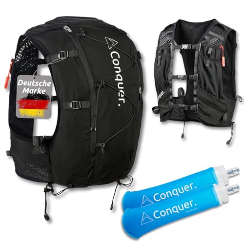 Conquer. Laufweste 15L mit 2X faltbaren Trinkflaschen | Damen & Herren | Ultraleicht Trinkrucksack, Laufrucksack mit Handytasche zum Joggen, Laufen, Running Vest Conquer. Laufweste 15L mit 2X faltbaren Trinkflaschen | Damen & Herren | Ultraleicht Trinkrucksack, Laufrucksack mit Handytasche zum Joggen, Laufen, Running Vest von Conquer.