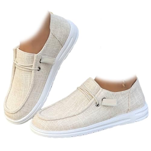 Conquerory Freizeit-Sneaker, Orthopädische Bootsschuhe Für Damen, Bequeme Slipper Mit Fußgewölbeunterstützung, Leichte, rutschfeste Halbschuhe Für Plantarfasziitis (Beige,39) von Conquerory