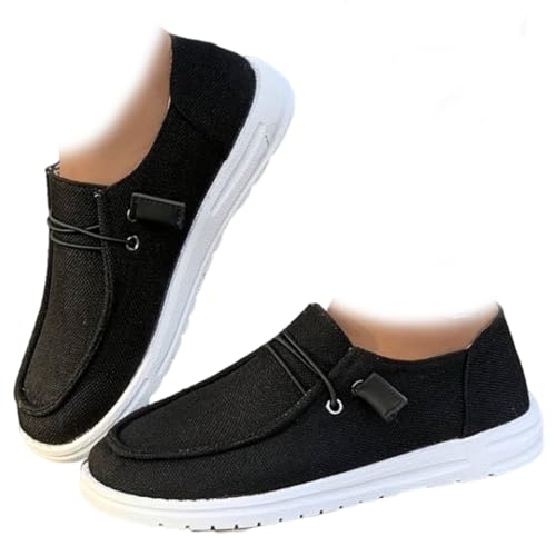 Conquerory Freizeit-Sneaker, Orthopädische Bootsschuhe Für Damen, Bequeme Slipper Mit Fußgewölbeunterstützung, Leichte, rutschfeste Halbschuhe Für Plantarfasziitis (Schwarz,38) von Conquerory