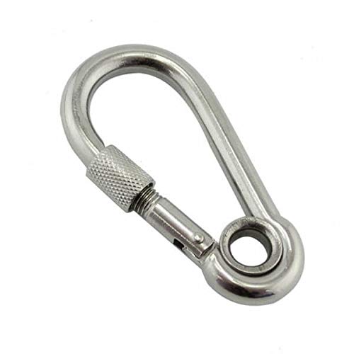 Constrabo| 2x Karabiner mit Auge & Schraubverschluss 100x10 mm| DIN 5299 C| Stahl Verschlusskarabiner 350 kg| Schraubkarabiner mit Kausche| Schnapphaken- Feuerwehr Karabinerhaken mit Auge & Sicherung von Constrabo