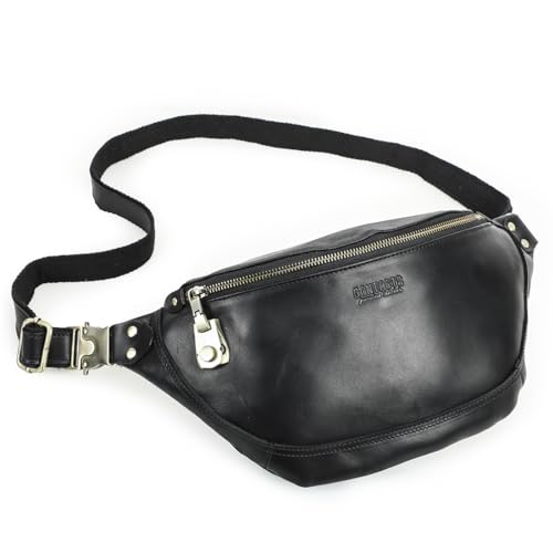 Contacts Brusttasche aus echtem Leder für Herren, kleine Umhängetasche, lässiger Tagesrucksack, Gürteltasche für Radfahren, Wandern, Reisen, Schwarz 3.0 Contacts Brusttasche aus echtem Leder für Herren, kleine Umhängetasche, lässiger Tagesrucksack, Gürteltasche für Radfahren, Wandern, Reisen, Schwarz 3.0 von Contacts