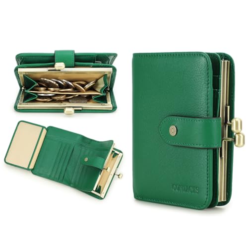 Contacts Damen-Geldbörse, Kussschloss, RFID-Geldbörse, 11 Kartenfächer, zweifach gefaltetes Leder, Clutch mit Ausweisfenster, Obstgrün, S, Casual Contacts Damen-Geldbörse, Kussschloss, RFID-Geldbörse, 11 Kartenfächer, zweifach gefaltetes Leder, Clutch mit Ausweisfenster, Obstgrün, S, Casual von Contacts
