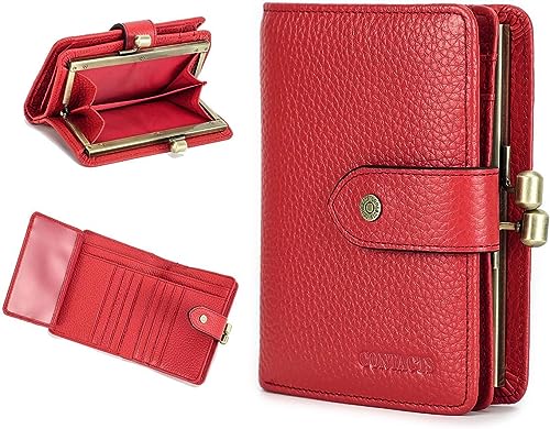 Contacts Damen-Geldbörse, Kussschloss, RFID-Geldbörse, 11 Kartenfächer, zweifach gefaltetes Leder, Clutch mit Ausweisfenster, rot, S, Casual Contacts Damen-Geldbörse, Kussschloss, RFID-Geldbörse, 11 Kartenfächer, zweifach gefaltetes Leder, Clutch mit Ausweisfenster, rot, S, Casual von Contacts