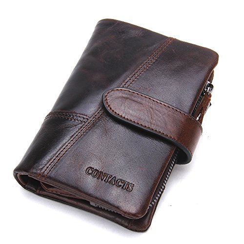 Contacts Herren Geldbörse Echtes Leder-Geschäft Bifold Trifold Mappen-Kartenhalter -Münzen-Tasche Dunkelbraun Contacts Herren Geldbörse Echtes Leder-Geschäft Bifold Trifold Mappen-Kartenhalter -Münzen-Tasche Dunkelbraun von Contacts