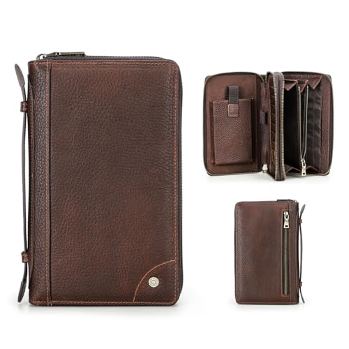 Contacts Leder Reise Clutches Herren Geldbörse 2 Reißverschlüsse Große Kapazität Reisepass Clutch Visitenkarte Organizer Handtasche mit Gurt Contacts Leder Reise Clutches Herren Geldbörse 2 Reißverschlüsse Große Kapazität Reisepass Clutch Visitenkarte Organizer Handtasche mit Gurt von Contacts