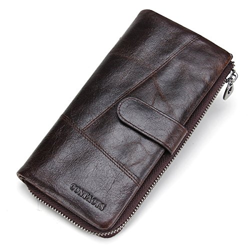 Contacts Mann-echtes Leder-Karten-Kasten Bifold Mappe Scheckheft-Organisator Dunkelbraun Contacts Mann-echtes Leder-Karten-Kasten Bifold Mappe Scheckheft-Organisator Dunkelbraun von Contacts