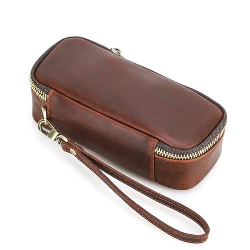 Contacts Reise-Pfeifenetui aus Vollnarbenleder, kleine Tasche, Organizer, tragbares Zubehör, Feuerzeughalter, Reißverschluss, Tabakpfeifen, Vintage-Design, handgefertigt, dunkelbraun, S-for 2 pipes Contacts Reise-Pfeifenetui aus Vollnarbenleder, kleine Tasche, Organizer, tragbares Zubehör, Feuerzeughalter, Reißverschluss, Tabakpfeifen, Vintage-Design, handgefertigt, dunkelbraun, S-for 2 pipes von Contacts