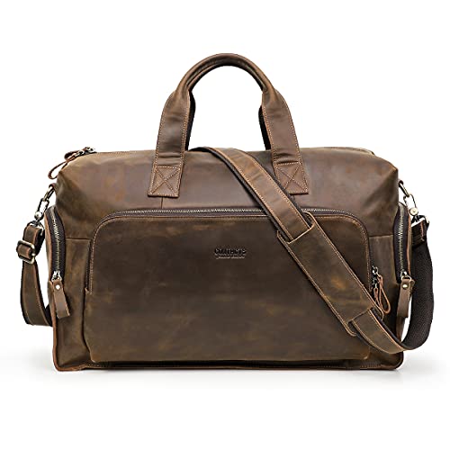 CONTACTS Große Reisetasche aus Leder, für Fitnessstudio, Sport, Übernachtung, Wochenende, Umhängetasche für Damen und Herren, coffee, Einheitsgröße, Reisetasche CONTACTS Große Reisetasche aus Leder, für Fitnessstudio, Sport, Übernachtung, Wochenende, Umhängetasche für Damen und Herren, coffee, Einheitsgröße, Reisetasche von Contacts
