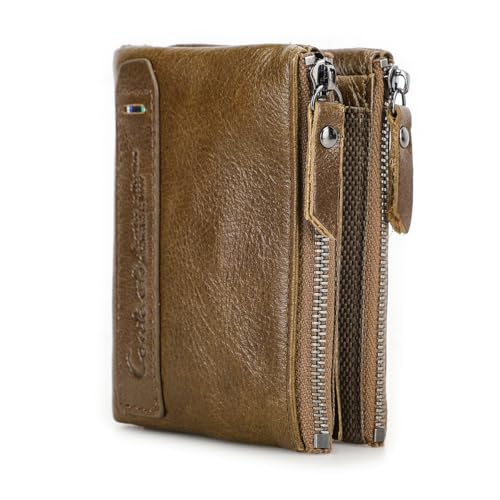 Contacts Herren Geldbörse Echtes Leder-Bifold Wallet Doppel Reißverschlusstasche Geldbeutel (Braun) Contacts Herren Geldbörse Echtes Leder-Bifold Wallet Doppel Reißverschlusstasche Geldbeutel (Braun) von Contacts