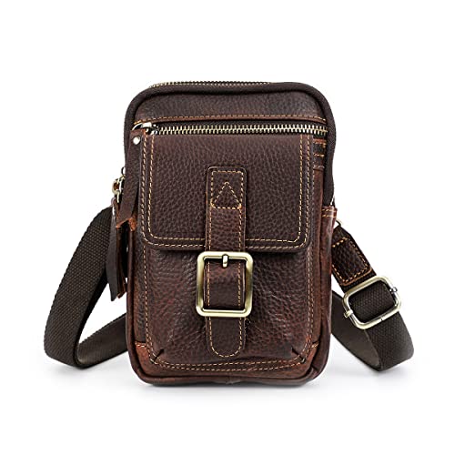 CONTACTS Echtes Leder Herren Kleine Messenger Taillentasche Gürteltasche Telefon Brieftasche Geldbörsenhalter für Sportcamping Wanderreisen (Rotbraun) CONTACTS Echtes Leder Herren Kleine Messenger Taillentasche Gürteltasche Telefon Brieftasche Geldbörsenhalter für Sportcamping Wanderreisen (Rotbraun) von Contacts