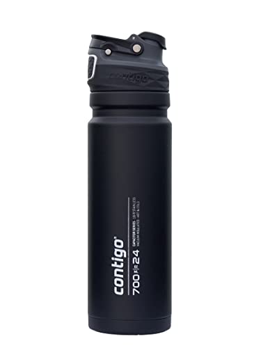 Contigo Free Flow Edelstahl-Trinkflasche, 100% auslaufsicher, große BPA-freie isolierte Thermo-Wasserflasche, hält Getränke bis zu 29 Stunden kalt, Premium Outdoor Iso-Sportflasche, 700 ml von Contigo