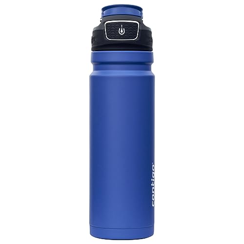 Contigo Free Flow Edelstahl-Trinkflasche, 100% auslaufsicher, große BPA-freie isolierte Thermo-Wasserflasche, hält Getränke bis zu 29 Stunden kalt, Premium Outdoor Iso-Sportflasche, 700 ml von Contigo