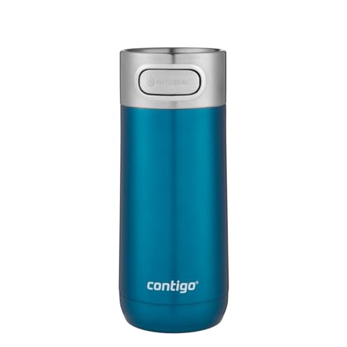 Contigo Luxe Autoseal Thermobecher, Edelstahl-Reisebecher, Isolierflasche, auslaufsicher, Kaffebecher to Go, spülmaschinenfest, Isolierbecher mit Easy-Clean-Deckel BPA-frei; Biscay Bay, 360 ml von Contigo