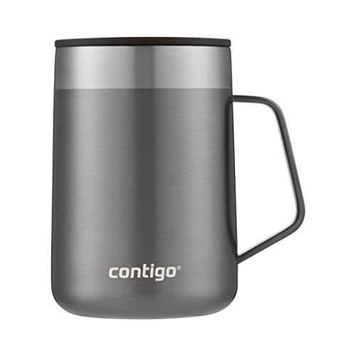 Contigo Streeterville Desk Mug, isolierter Kaffee-Thermobecher mit Henkel aus Edelstahl, Coffee to go Becher mit Deckel, hält Kaffee und Tee bis zu 5 Stunden warm, ideal fürs Büro und Zuhause, 420 ml von Contigo