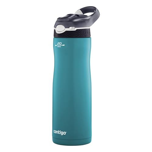 Contigo Trinkflasche Ashland Chill Scuba mit Strohhalm große BPA-freie Kunststoff Wasserflasche, auslaufsicher, für Sport, Fahrrad, Joggen, Wandern, 590 ml von Contigo