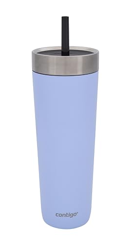 Contigo Unisex-Adult No-Spill Tumbler Isolierte Wasserflasche mit Strohhalm, Blau, 720 ml von Contigo