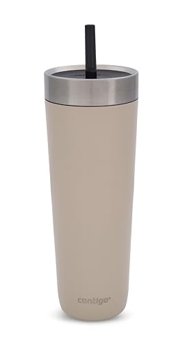 Contigo Unisex-Adult No-Spill Tumbler Isolierte Wasserflasche mit Strohhalm, Braun, 720 ml Contigo Unisex-Adult No-Spill Tumbler Isolierte Wasserflasche mit Strohhalm, Braun, 720 ml von Contigo
