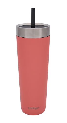 Contigo Unisex-Adult No-Spill Tumbler Isolierte Wasserflasche mit Strohhalm, Rot, 720 ml Contigo Unisex-Adult No-Spill Tumbler Isolierte Wasserflasche mit Strohhalm, Rot, 720 ml von Contigo