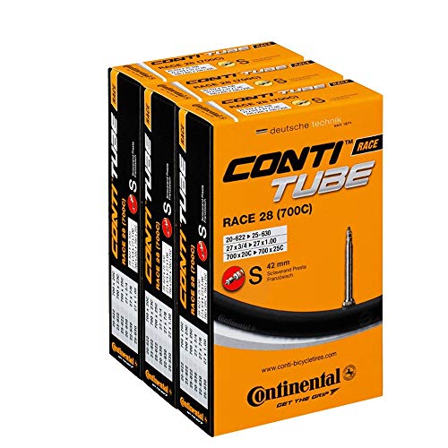 Continental Race Tubes Fahrradschlauch Race 28 mit Adaptern, Schwarz/Gold, 700 x 20-25c von Continental