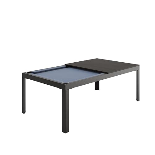 Billardtisch verwandelt sich in einen modernen Esstisch (Stahl schwarz Ebene Powder Blue) von Conver-table