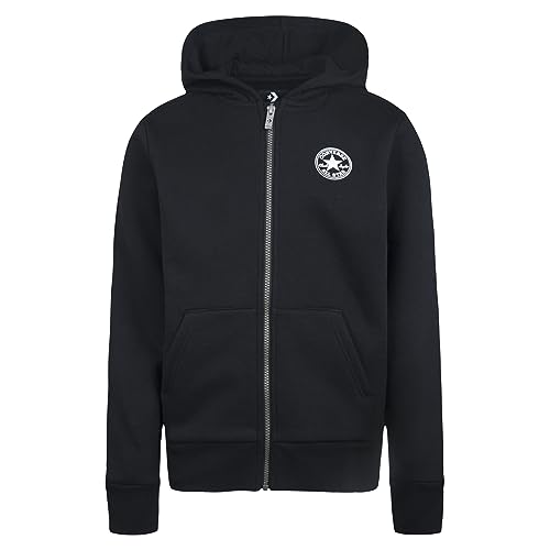 Converse Ctp Chest Sweatshirt für Jungen mit Kapuze und Reißverschluss, schwarz, Code 9CC857-023, Schwarz, 12-13 Jahre von Converse