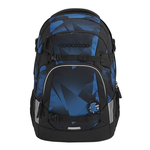 coocazoo Schulrucksack Mate „Electric Ice”, schwarz-blau, ergonomischer & anpassbarer Tornister, höhen- & größenverstellbar, mit Brustgurt & Hüftgurt, ab der 3. Klasse von Coocazoo