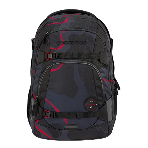 coocazoo Schulrucksack Mate „Lava Lines”, schwarz, ergonomischer & anpassbarer Tornister, höhen- & größenverstellbar, mit Brustgurt & Hüftgurt, ab der 3. Klasse von Coocazoo