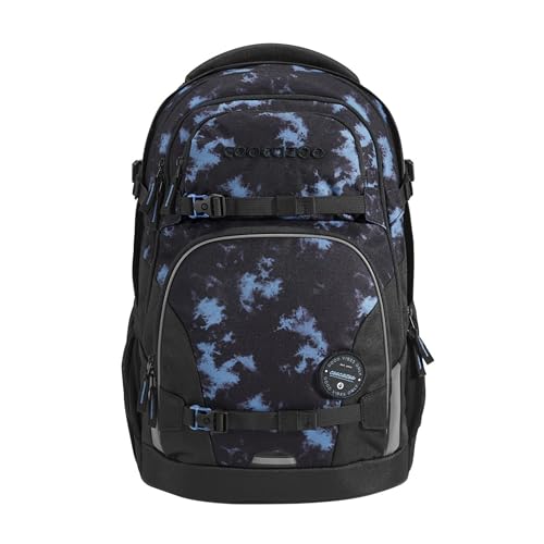 coocazoo Schulrucksack Porter „Midnight Dust”, schwarz-blau, ergonomischer & anpassbarer Tornister, höhen- & größenverstellbar, mit Brustgurt & Hüftgurt, ab der 3. Klasse von Coocazoo