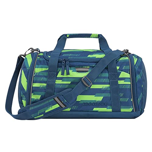 coocazoo Sporttasche „Lime Stripe”, blau-grün, Hauptfach, Nasswäschefach, Seitentasche, Reflektoren, 20 Liter, ab der 3. Klasse von Coocazoo