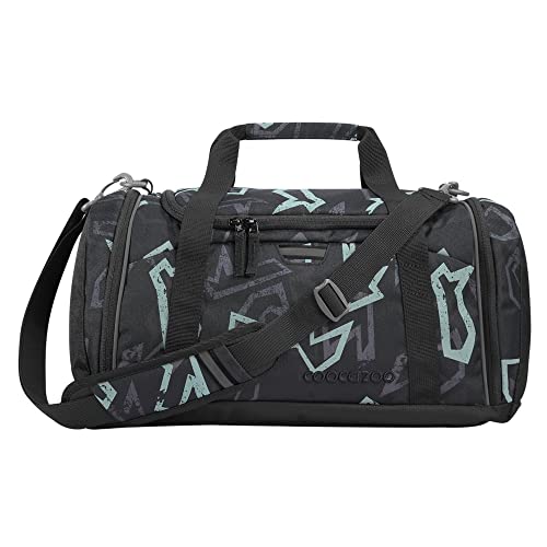 coocazoo Sporttasche „Reflective Graffiti“, schwarz-grau, reflektierend, Hauptfach, Nasswäschefach, Seitentasche, Reflektoren, 20 Liter, ab der 3. Klasse von Coocazoo